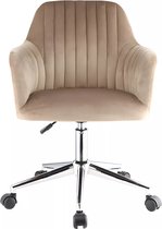 Bol.com Vente-unique Bureaustoel ELEANA - Fluweel - Verstelbare hoogte - Beige L 59 cm x H 89 cm x D 61.5 cm aanbieding