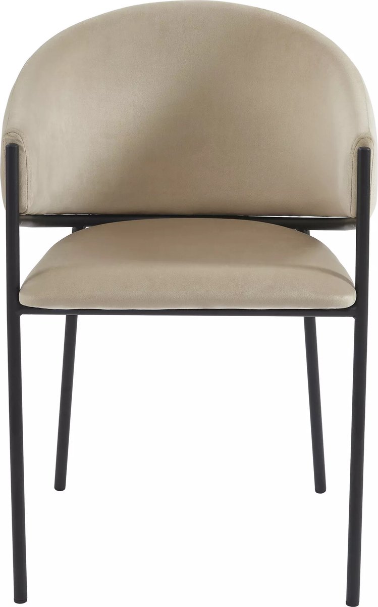 Vente-unique Set van 2 stoelen met armleuningen van fluweel en zwart metaal - Beige - ORDIDA