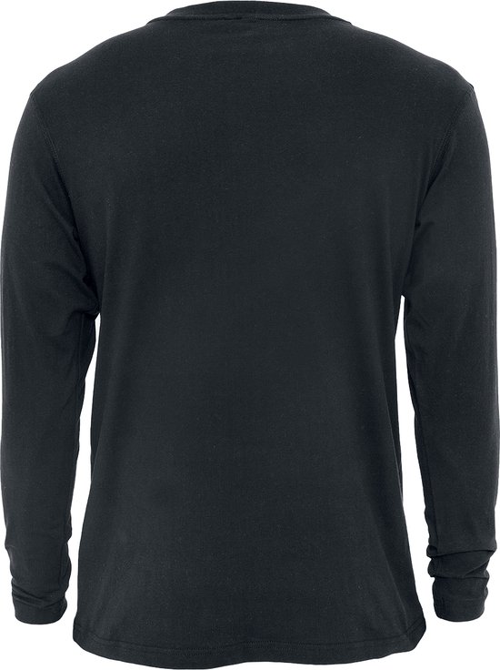 Zwart basic shirt met lange mouwen, achterkant.