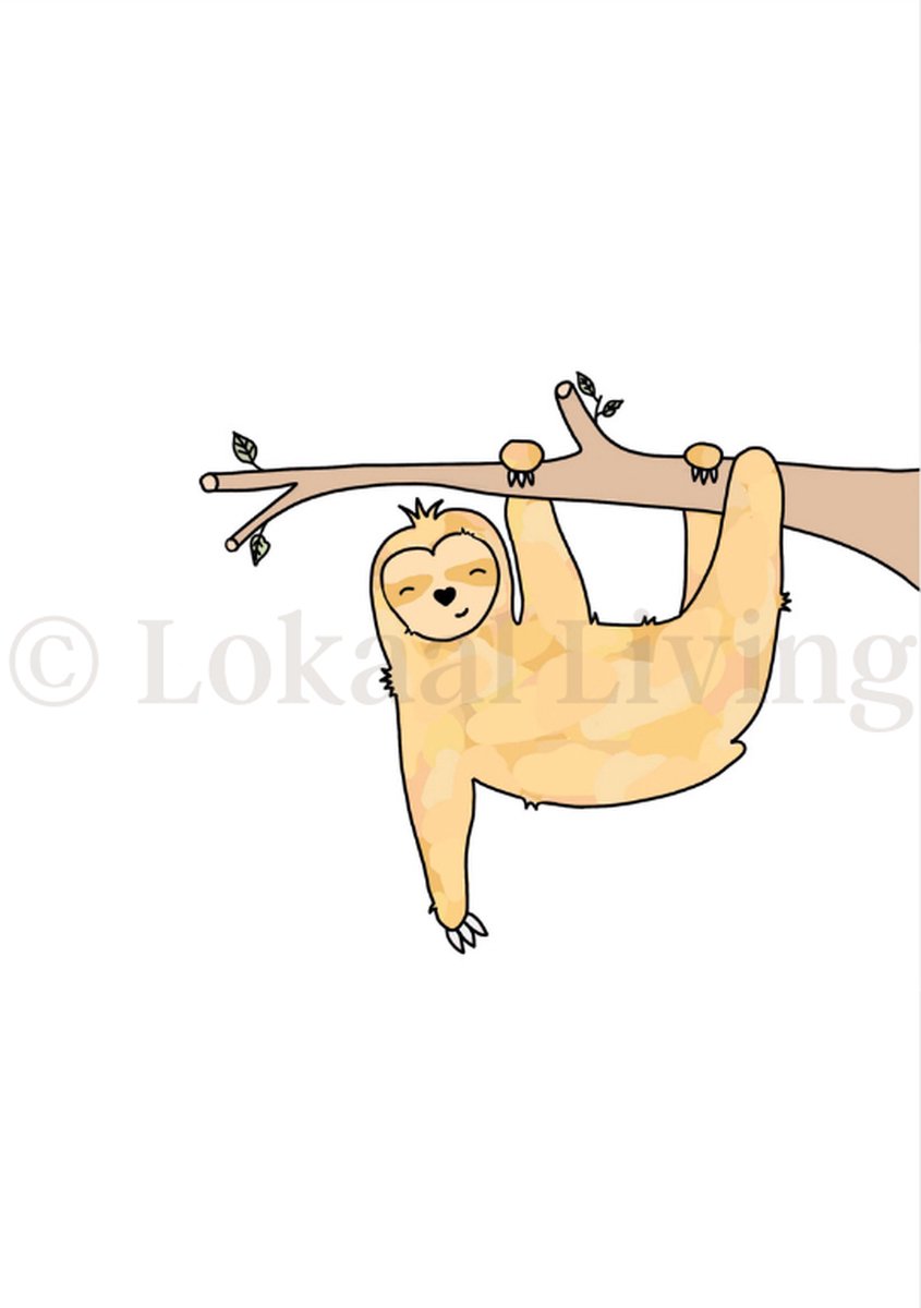 Lokaal Living - a4 poster - luiaard - illustratie