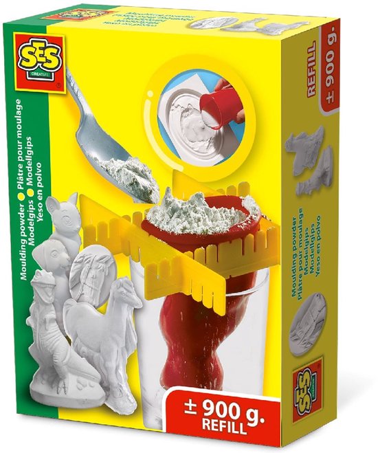 SES Creative - Gips - 900 gram - modelgips - sneldrogend - gieten en schilderen - navulling gips (3x 300 gram)
