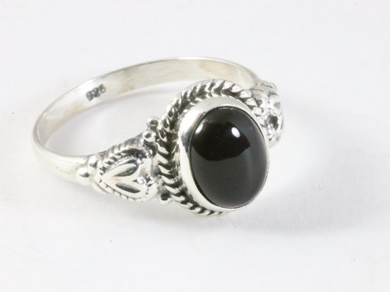 Bague artisanale en argent avec onyx - taille 16
