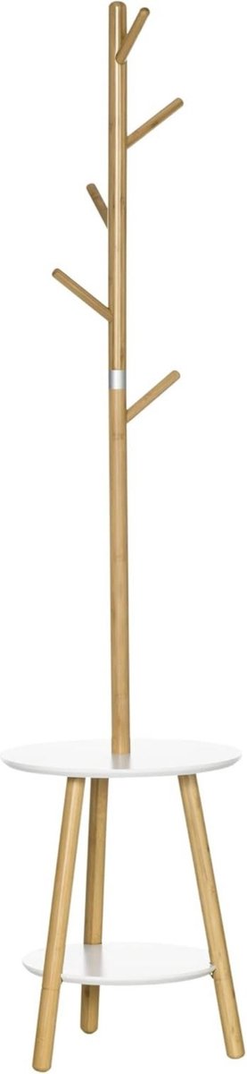 ApexArte® Kapstok Staand - Garderoberek - Kledingrek Haken- Industrieel - Natuurlijk met Wit