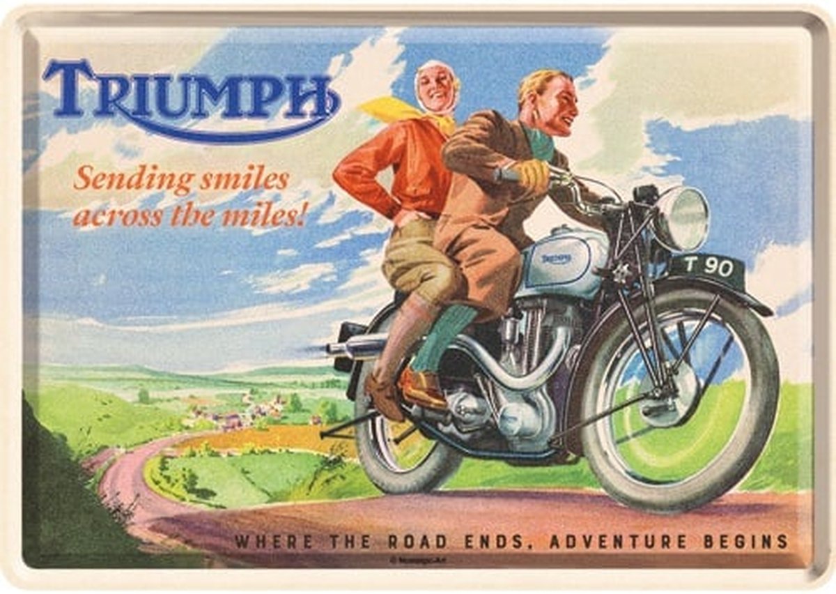 Metal Card Triumph Sending Smiles ansichtkaart 10x14 cm