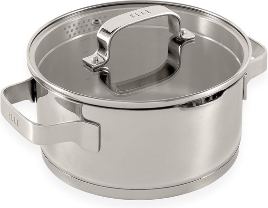 ELLE Gourmet Marmite Moderne avec Couvercle - Ø 20 cm - Marmite à Induction sans PFAS - Adaptée à tous feux