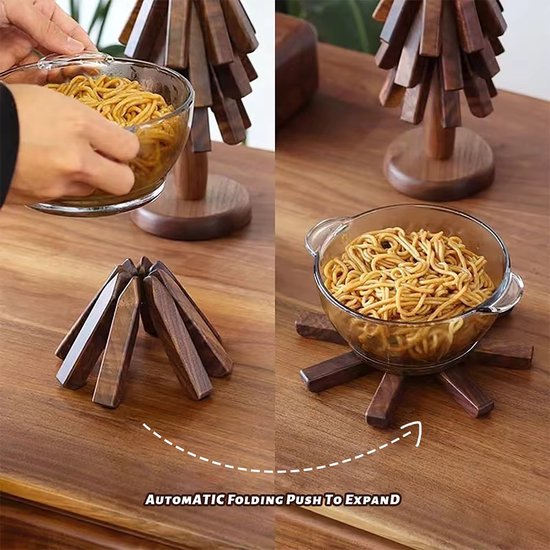 Foto: Houten onderzetters 3 stuks hittebestendig boom ontwerp hout keuken accessoire koken warme gerechten pannen theepot voedsel ovenschaal decoratief cadeau housewarming eten visite etentjes