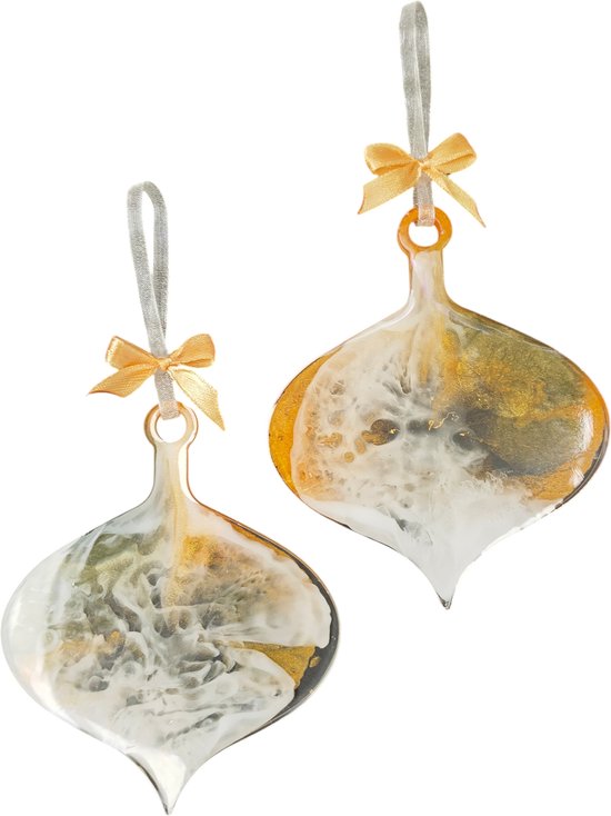 Resin Art JR: Unieke exclusieve Kersthangers / set van 2 stuks / Kerst / Kerstbal / Ornament