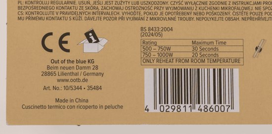 Achterkant verpakking met productinformatie, waaronder "Made in China" en barcode.