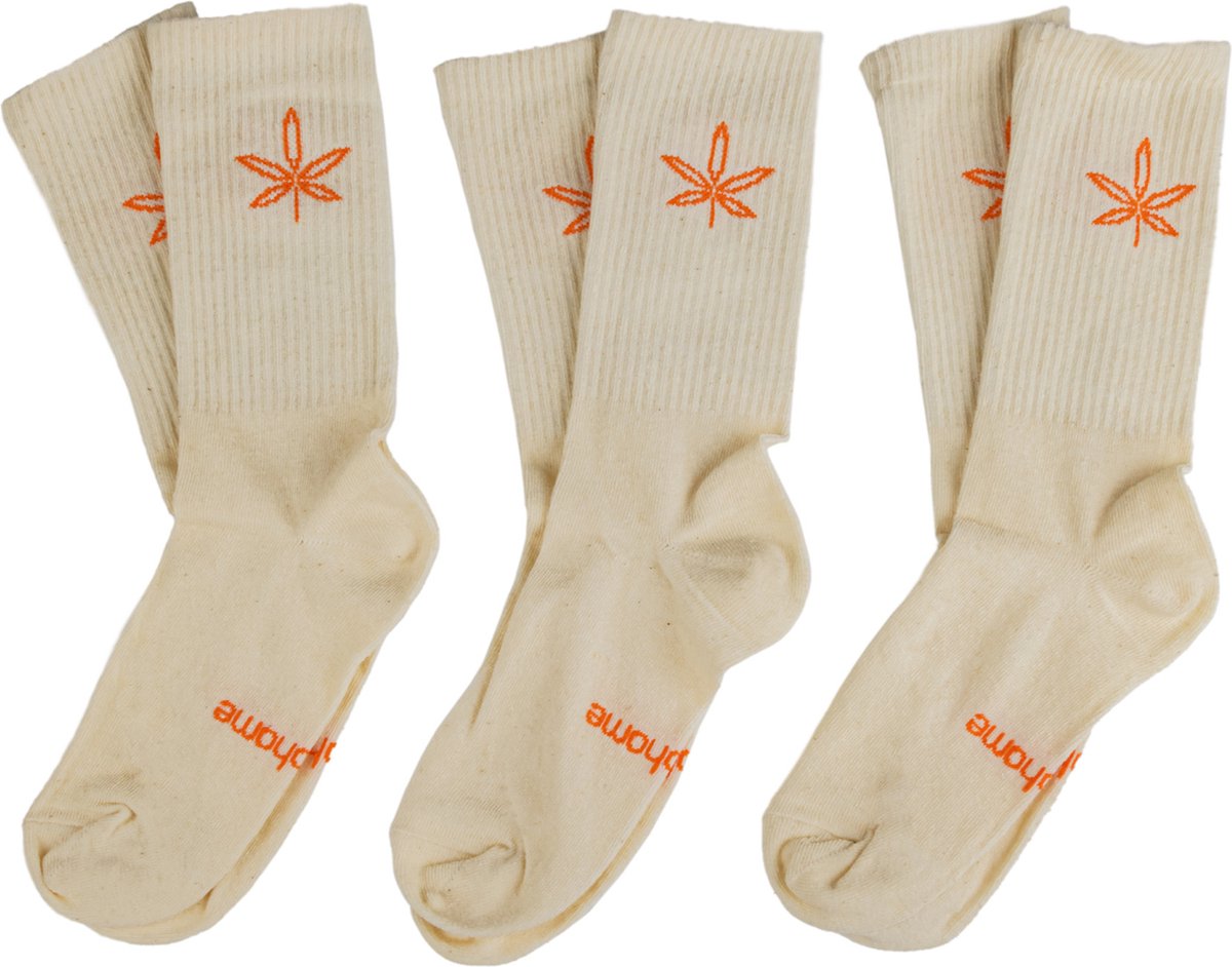 DevoHome Hennepsokken Set 3 Paar – Maat 36-40 | Ademend, Hypoallergeen, Anti-schimmel & Antibacterieel | Lange Sokken, Beige Sokken, Duurzame Sokken Hennep & Katoen