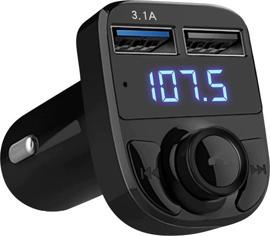 Bluetooth FM Transmitter - Auto Lader - Carkit - Handsfree - 2x USB - MicroSD - MP3 - Bluetooth Audio Receiver