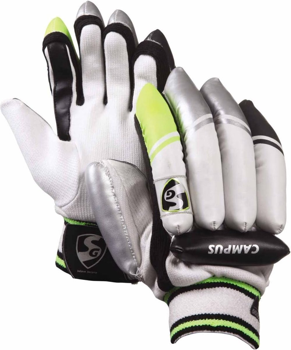 SG Campus Cricket Batting Handschoenen | Kleur: Wit | Maat: Heren RH | Voor Rechtshandige Batsman | Lichtgewicht | Professionele Gevoerde Handschoenen | Superieure Vingerbescherming