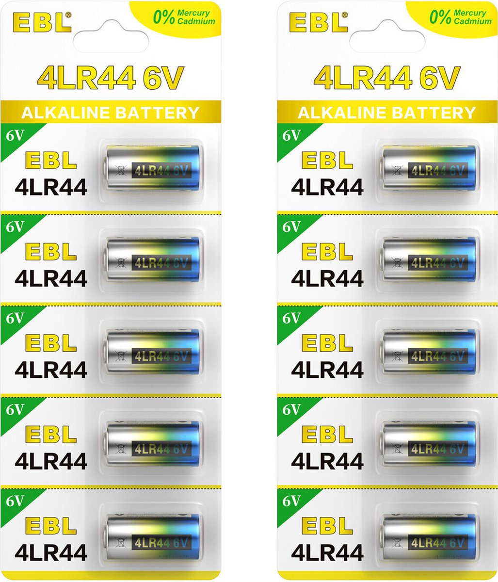EBL 10-Pack 4LR44 Alkaline 6V Knoopcel Batterijen