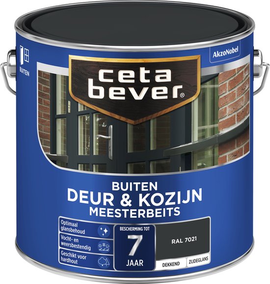 Cetabever - Meesterbeits Deur & Kozijn Dekkend - RAL 7021 - 2,5 L