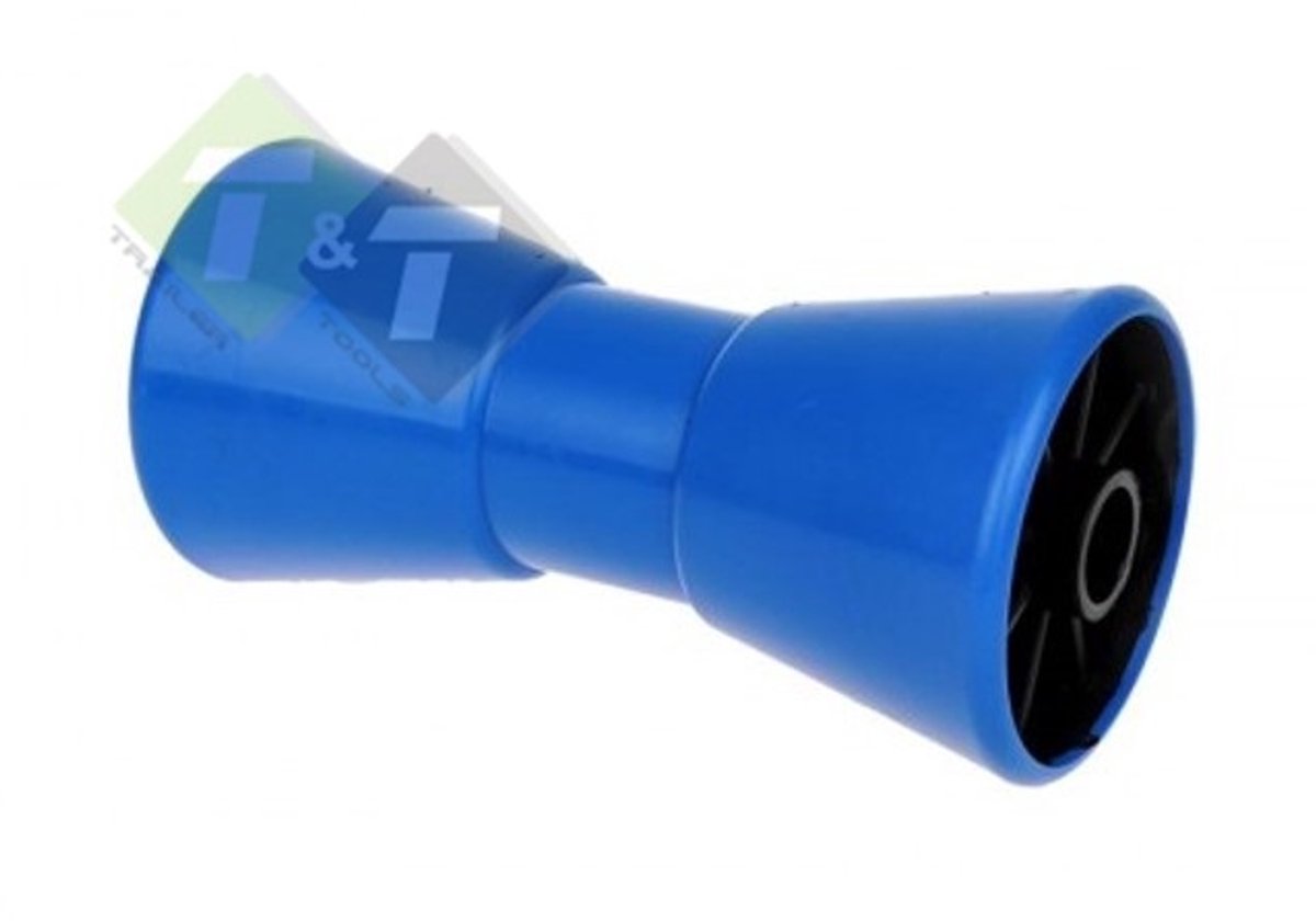 Kielrol, Bootrol, Steunrol 200 x 100 mm, asgat 21 mm, blauw