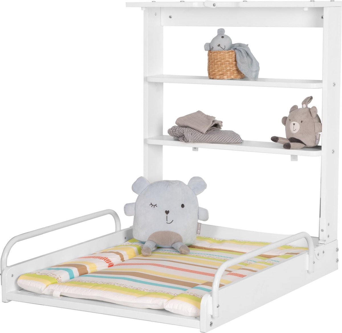 Goedkoopste JGS ® Stijlvol en Veilig Wandcommode Rek met Inclusief Aankleedkussen voor Babyverzorging