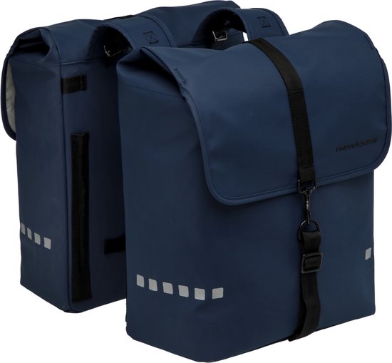 New Looxs ® Odense Double - Fietstassen Dubbel - Bevestiging met Riempjes - Fietstassen Electrische Fietsen - Waterafstotend Polyester - 39 Liter - Dark Blue