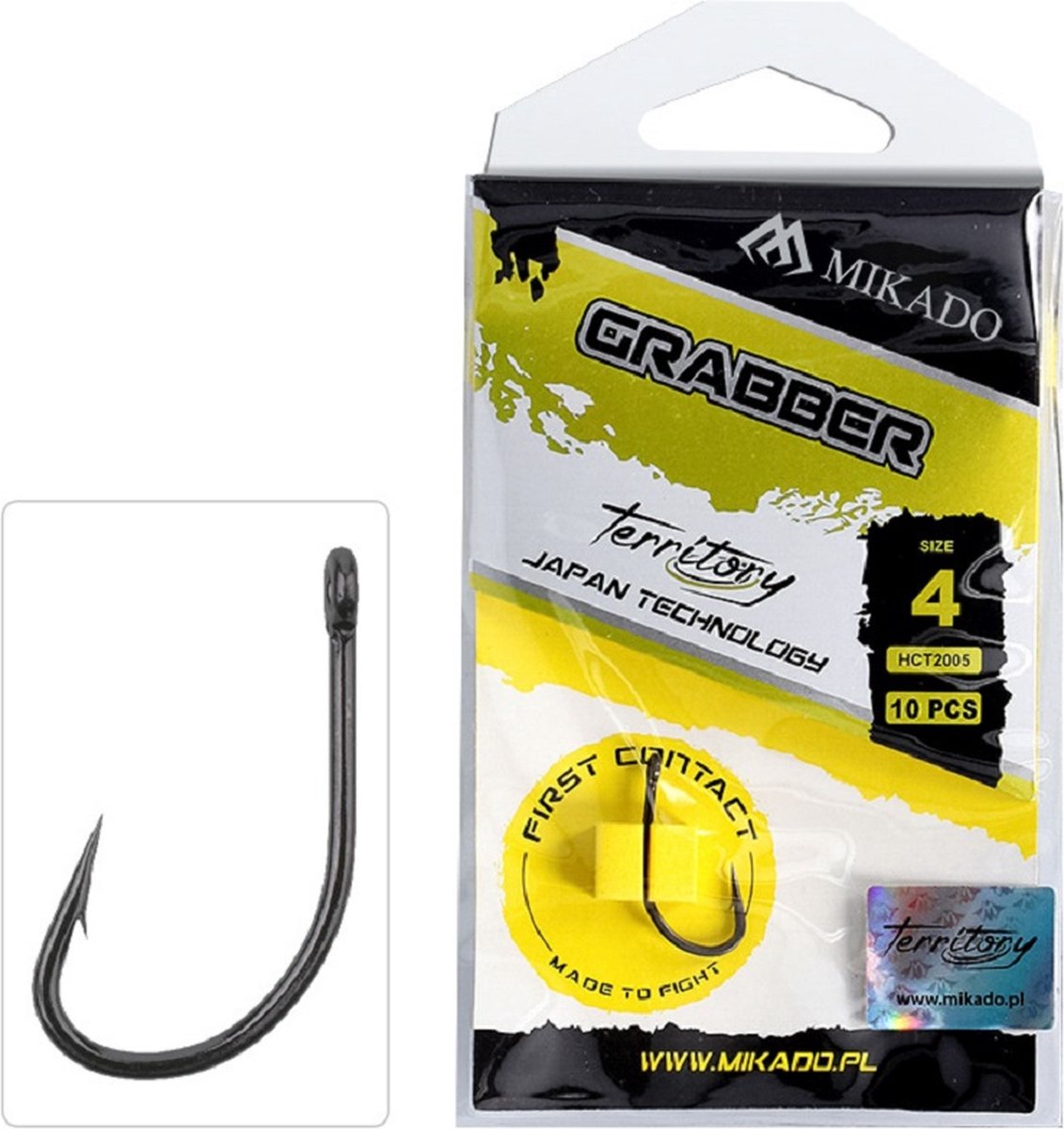 Mikado Haak Territory | Grabber NO 1 - Teflon gecoat 10 stuks | Hook | Karper