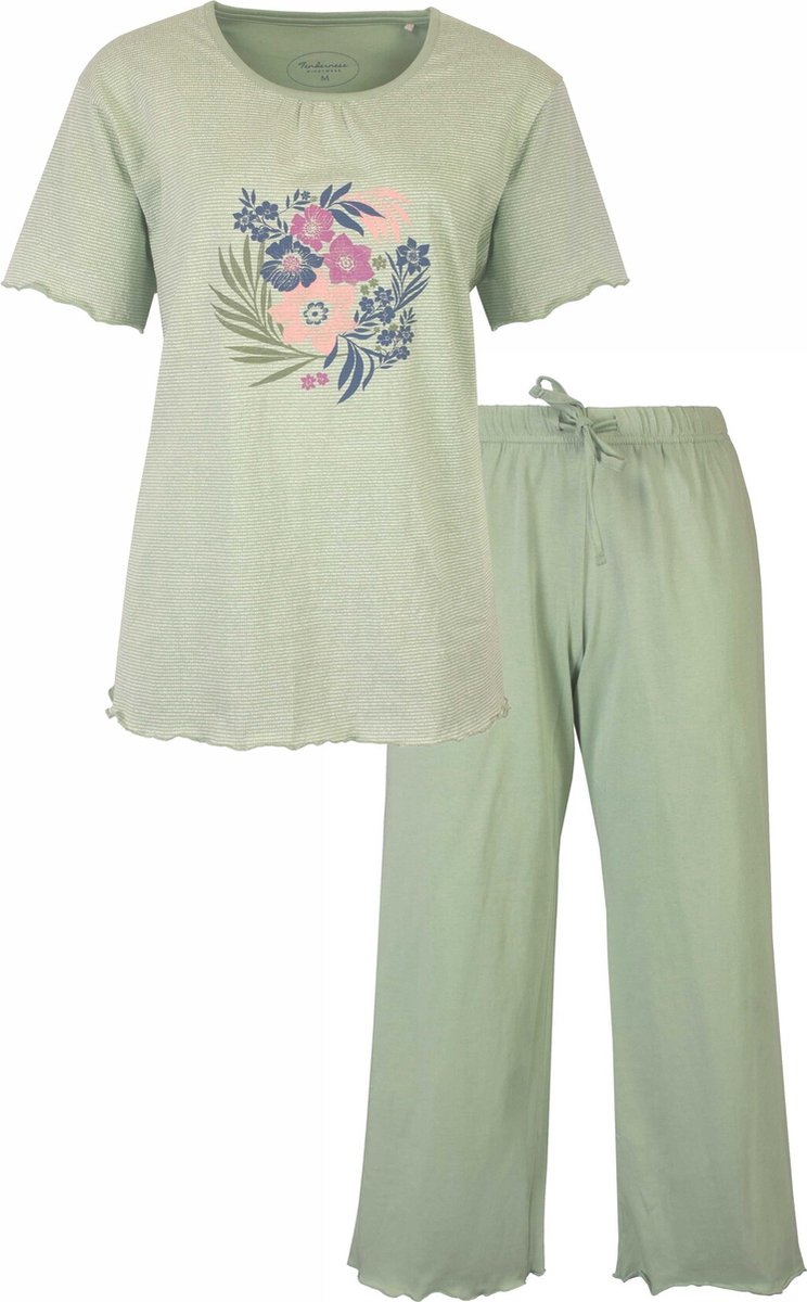 Tenderness Dames Pyjama - Katoen - 3/4 broek - Licht Groen