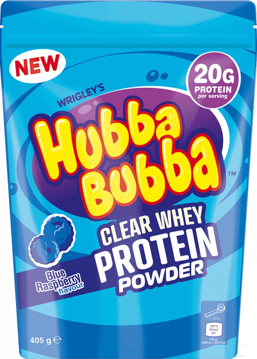 Goedkoopste Hubba Bubba Clear Whey 405gr Blue Raspberry