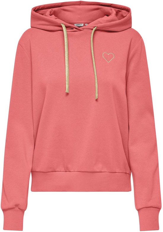 ONLY ONLNOLI L/S HEART HOOD SWT NOOS Dames Trui - Dubarry Gold Strings + Heart Emb