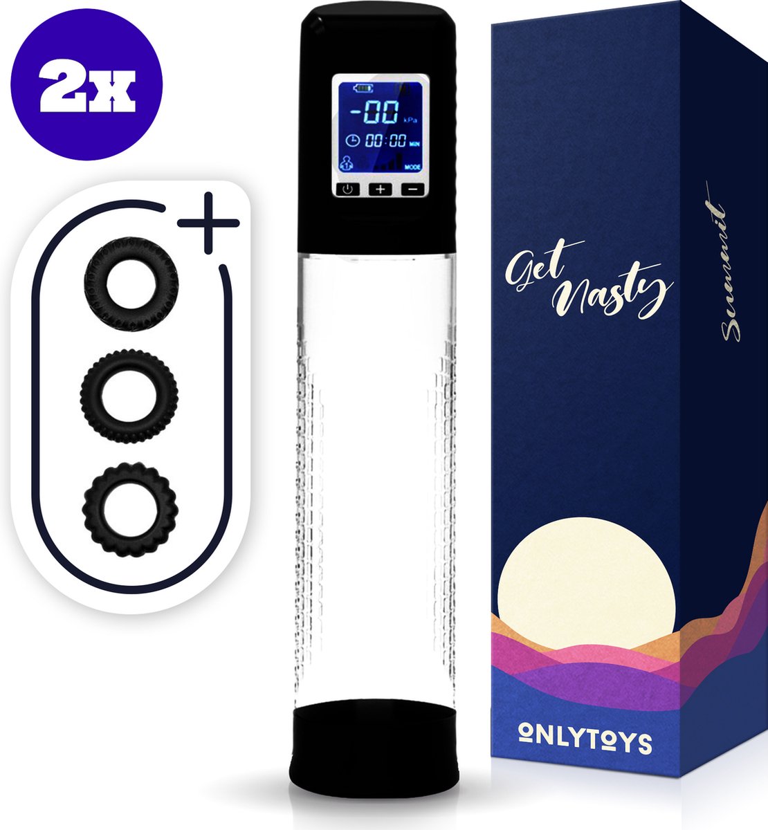 ONLYTOYS® Summit - Elektrisch Penispomp - Premium Sex Toys voor Mannen - Automatische Pomp met Penisring - Met Cockring Set - Penis Vergroter XXL