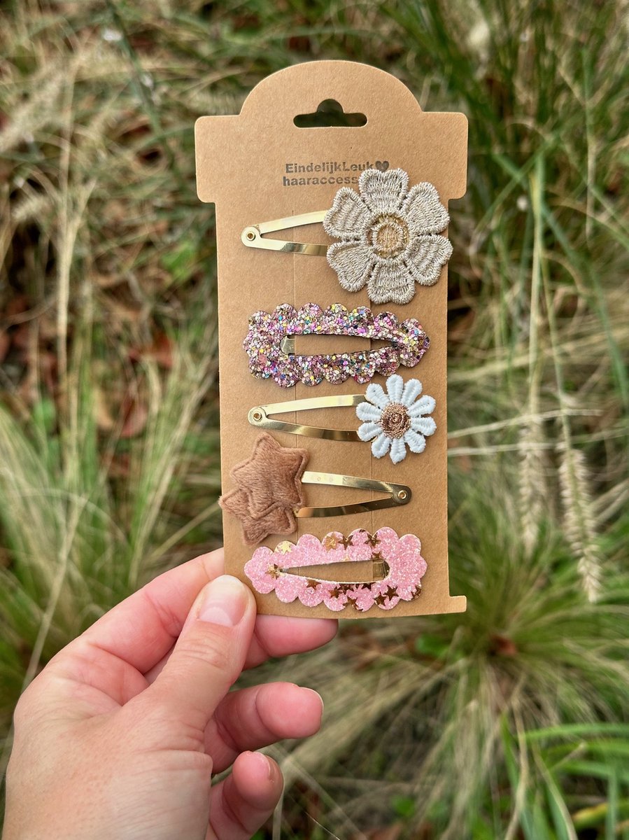 Haarspeldjes voor meisjes - Haaraccessoires meisjes - Haarspeldjes voor meisjes en baby's - Haarknipjes - Haarclips - Handgemaakte haaraccessoires – Haaraccessoires Kerst – Glitters – Kerst – Haarspeldje Ster Roze