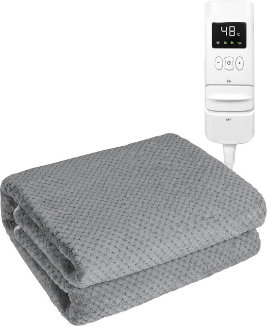 White-label® Elektrische Onderdeken 2 Persoons - Warmtedeken Elektrisch - Extra Zacht - Grijs