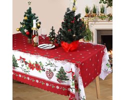 Kersttafelkleed, tafelkleed voor kerst, rechthoekig, wasbaar, vuilafstotend, voor Kerstmis, Nieuwjaar, decoratie, kerstfeest, wooninrichting, kersttafelkleden om op te zitten, 6 tot 10