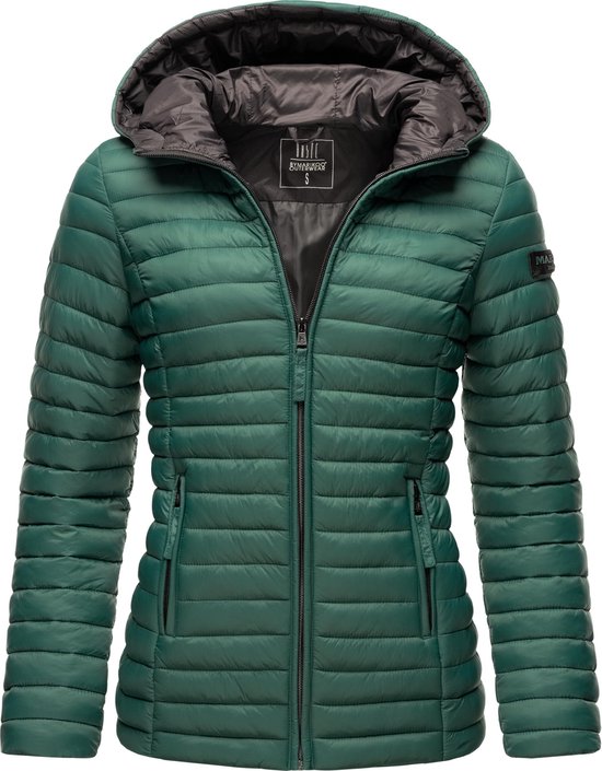 Veste verte unie pour femme Marikoo, avec capuche et fermeture éclair, col doublé.