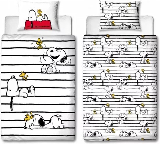 Snoopy Dekbedovertrek Peanuts - Eenpersoons - 140 x 200 cm - Katoen | Leen Bakker