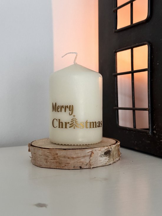 Kerstkaars - Kaars - Merry Christmas - Persoonlijke boodschap - Feestdagen - Kerstboodschap - Herdenkingskaars AF-MCGOLD