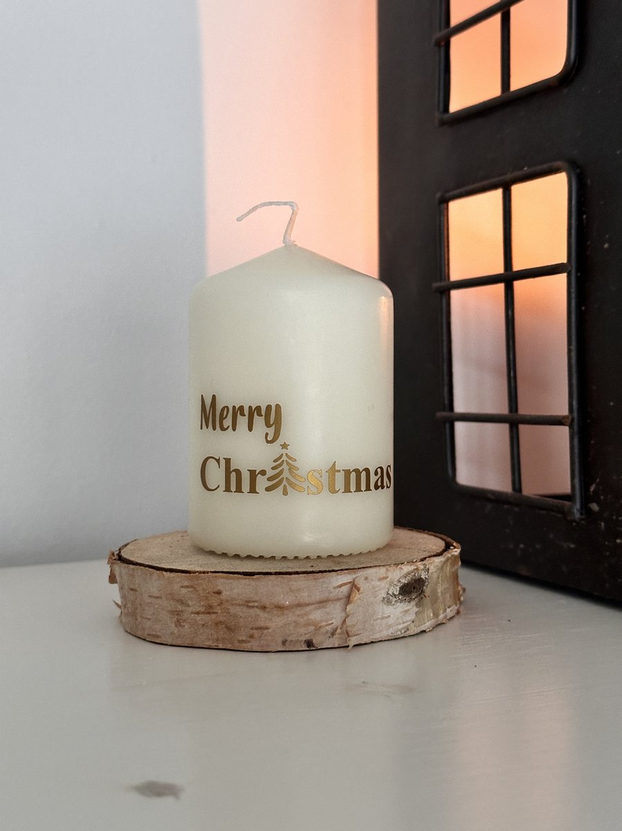 Kerstkaars - Kaars - Merry Christmas - Persoonlijke boodschap - Feestdagen - Kerstboodschap - Herdenkingskaars AF-MCGOLD