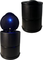 BUYXL - Auto Asbak met Led Light - voor Bekerhouder - Deksel - Buiten - Prullenbakje - Geurbestendig - Vlambestendig - Car Ashtray - Zwart