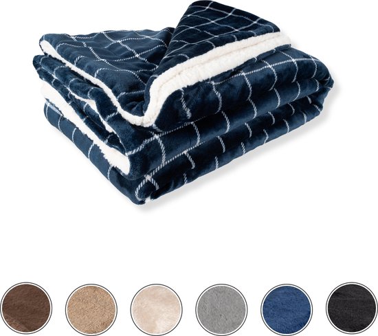 Foto: Voxo luxe sherpa fleece deken super zacht warm en donzig plaid voor op de bank bed of woonkamer decoratie 150 x 200 cm donker grijs
