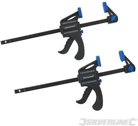 Silverline Snelspan lijmklem - 2x - hard kunststof - bereik 150 mm - lijmtang