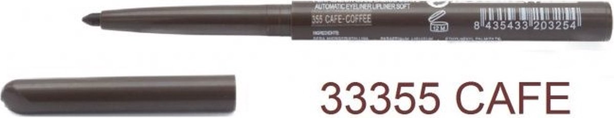 Leticia Well - Koffie Bruin/Coffee lippotlood en oogpotlood draaibaar zacht / Automatic Eyeliner Lipliner Soft - Nummer 33355 - 1 stuks