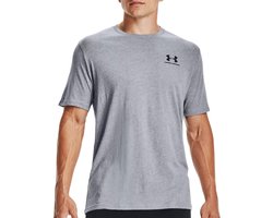 Under Armour UA M SPORTSTYLE LC SS-GRY Heren Sportshirt - Steel Light Heather - Zwart