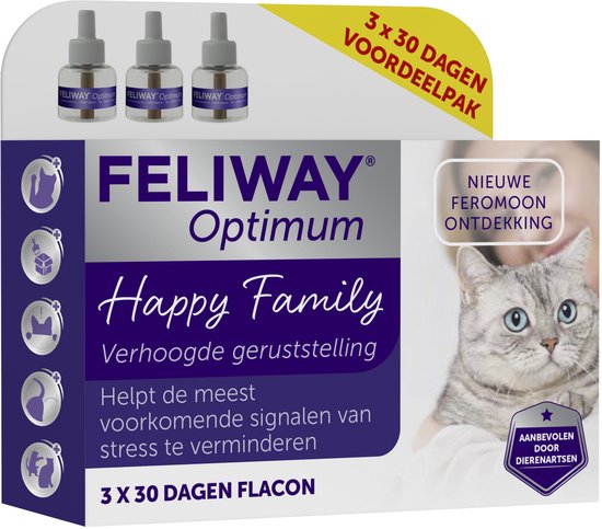 Feliway Optimum Navulling 3-Pack - Anti stressmiddel - 48 ml