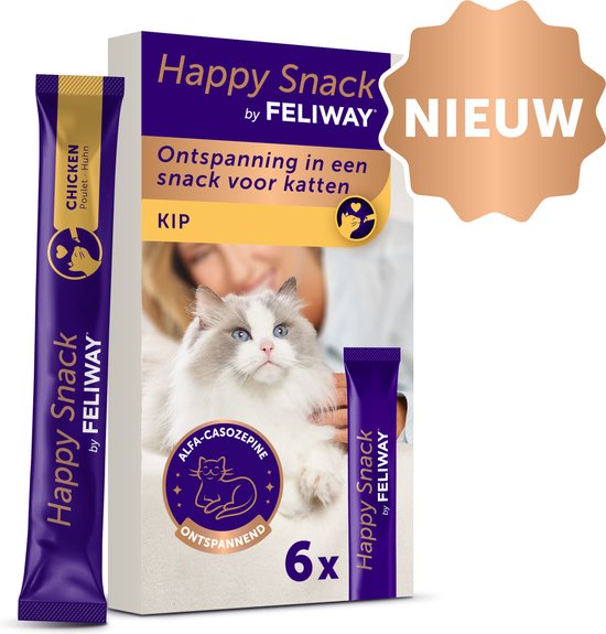Happy Snack voor katten by Feliway - 6x15gr - Een heerlijke romige vloeibare kattensnack met ontspannend effect