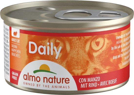 Almo Nature Cat Blik Daily Menu Blokjes 85 g - Kattenvoer - Rund