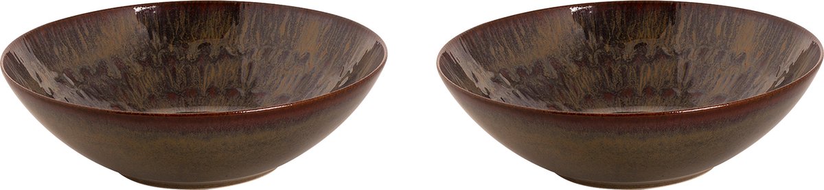 Palmer - Victory - Schaal - Kom - 2 stuks - ø 24 cm - Bruin - Stoneware - Bordenset