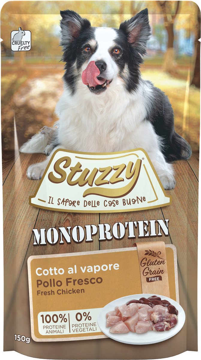 Stuzzy Dog Grain Free Monoprotein kip nat hondenvoer (150 g) 12 x 150 g