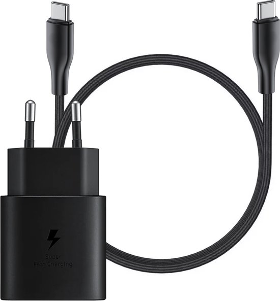 USB C Snellader 25W voor Samsung S24 S23 S22 S21 S20 + 2m Nylon Kabel PPS Fast Charging Adapter