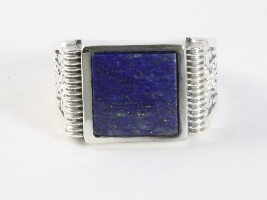 Bague en argent massif avec lapis-lazuli - taille 22,5