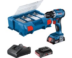 Bosch Professional GSR 18V-45 Accuschroefboormachine - 2x GBA 18V 2.0 Ah - lader GAL 18V-20 en 82 accessoires