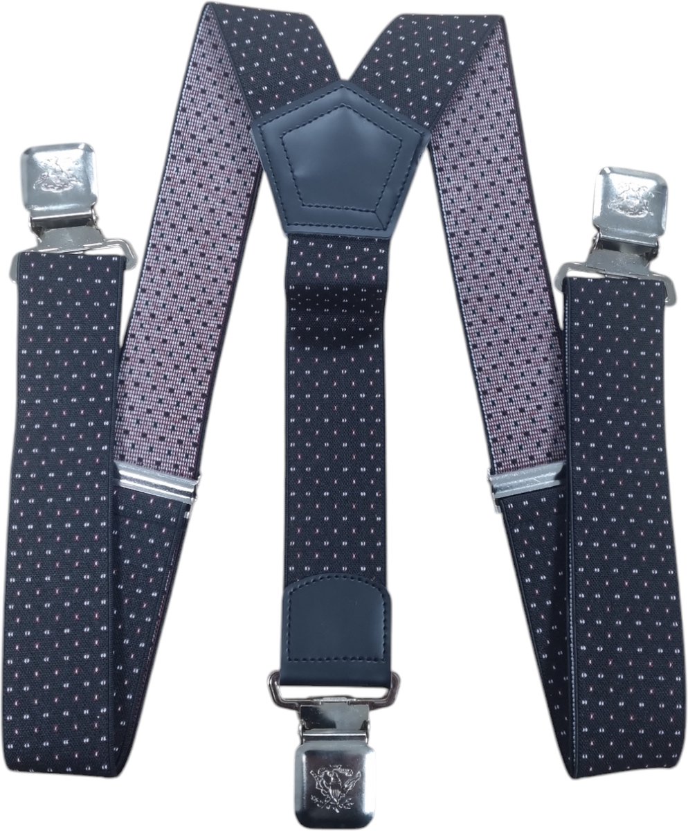 Bretels met stevige sterke brede stalen clips - Zwart -Wit - Rood