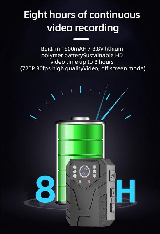 1296P HD Politiecamera met 128G geheugen Waterdicht - Bodycam met ...