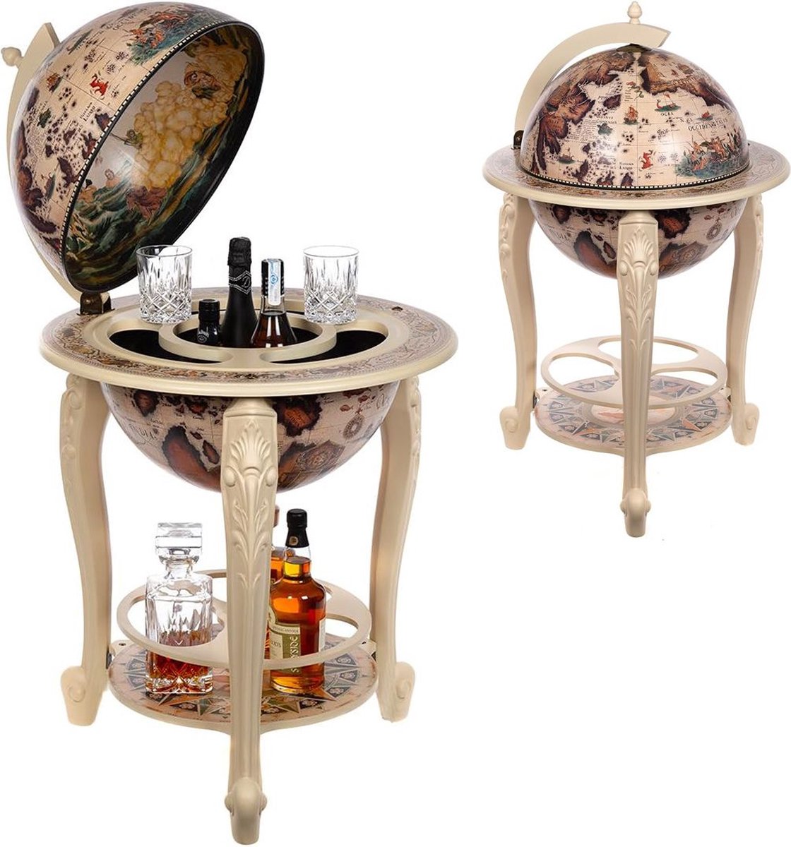 ApexArte® Globebar - Wereldbol bar - Whiskey Set - Bijzettafel - Authentiek
