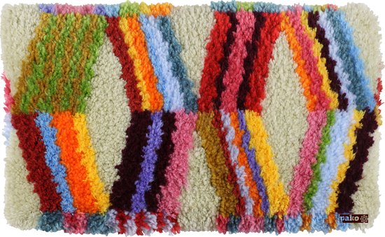 Pako Smyrna knoop kussen borduurpakket - geometrische figuren- langwerpig 30 x 50 cm - geprint stramien - 016.652 - DIY kit