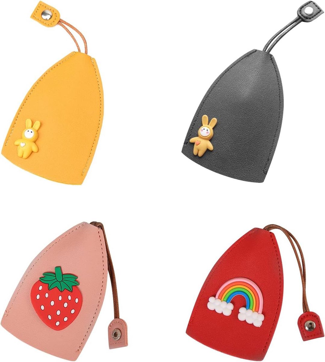 Schattige creatieve uittrekbare PU lederen sleuteletui - Grote capaciteit - Geel - 7 * 11 cm .